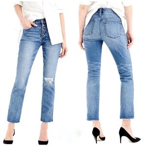 J. Crew Vintage Straight Button Fly Raw Hem Jeans